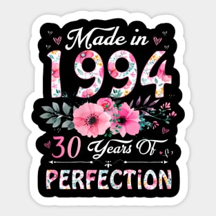 Year Old Made In 1994 Floral 30th Birthday Sticker